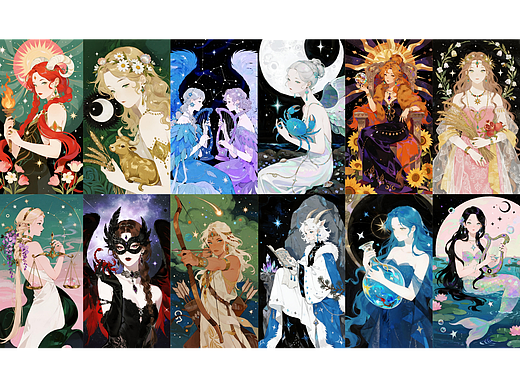 《星穹幻章:新艺术的十二星神绘卷》(AI共创)