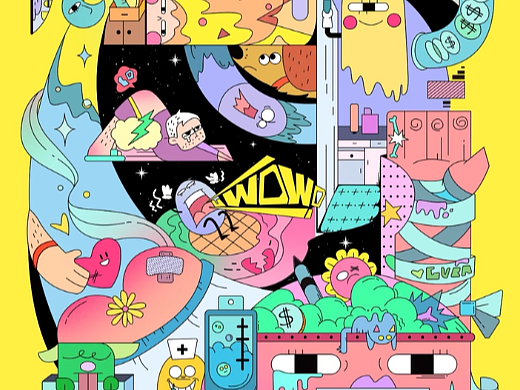 拼接风插画设计