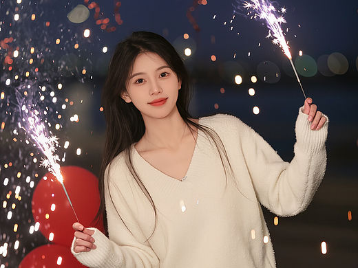 元旦新年仙女棒照片模板