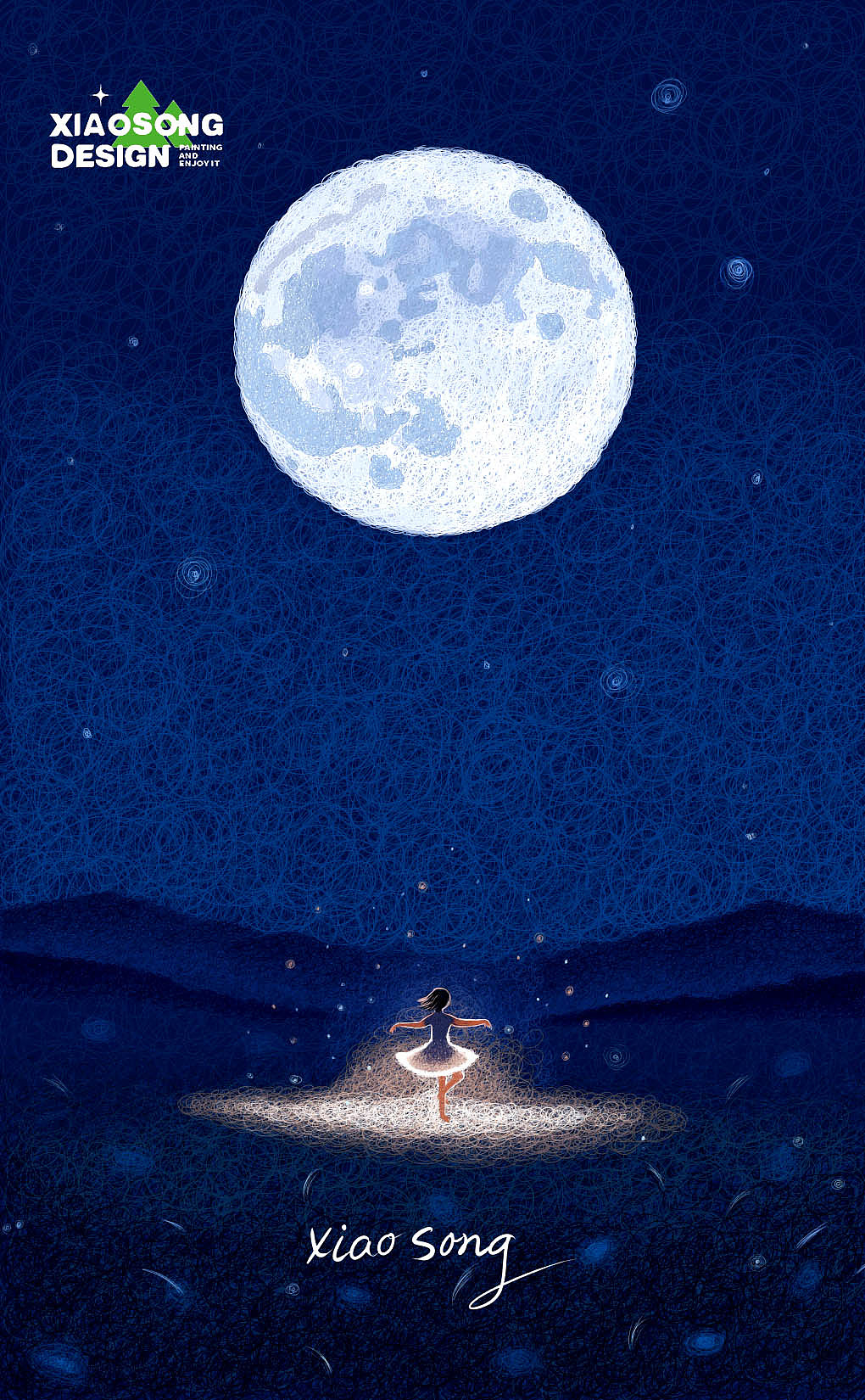 线圈插画《万象诗篇》之沐月（图ZMzk5ODc5Mjg4） - 艺术插画 - 站酷设计师小松插画原创素材 - 站酷ZCOOL