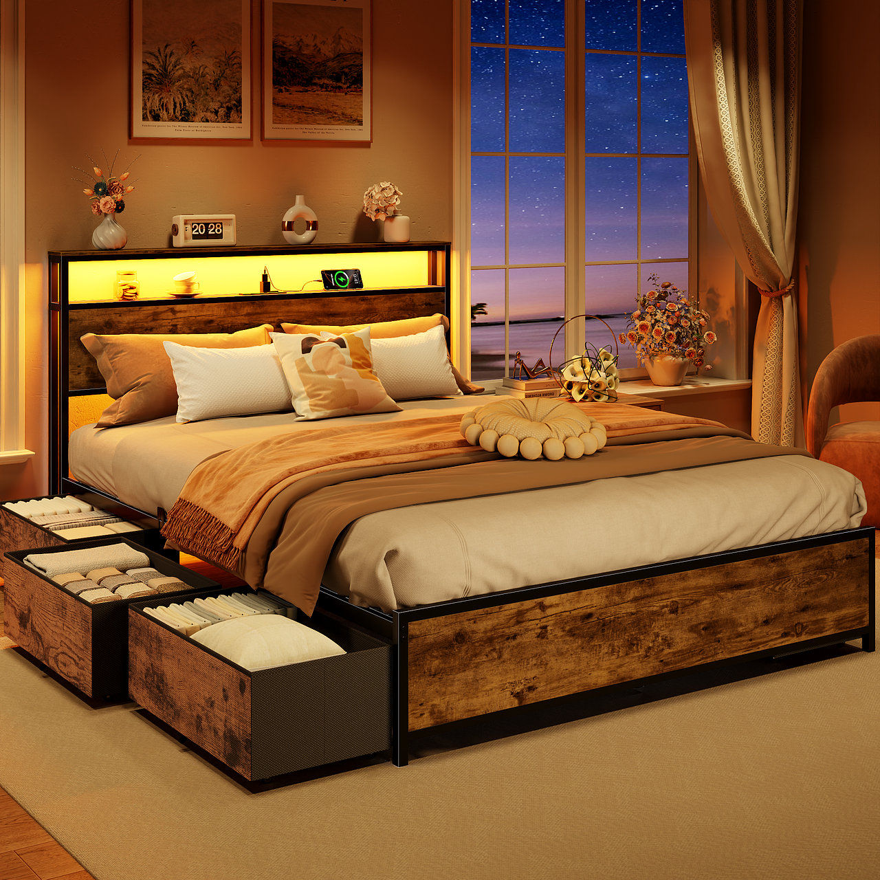 亚马逊产品上架图与A+设计 |床架产品建模渲染