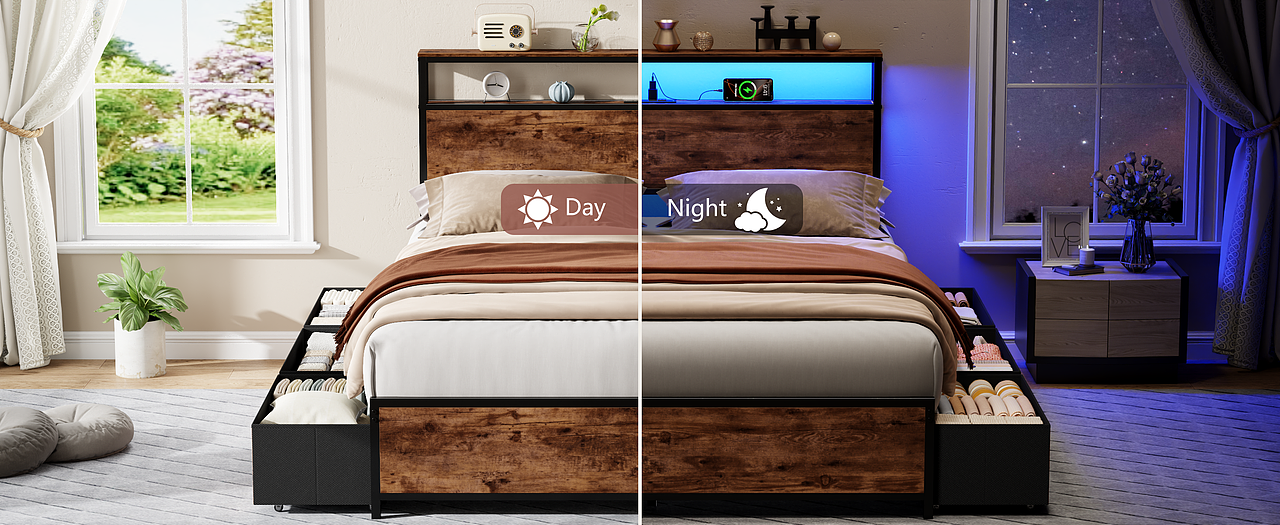 亚马逊产品上架图与A+设计 |床架产品建模渲染