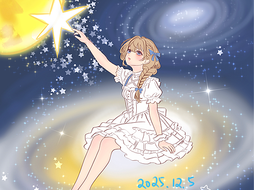 宇宙里的女孩系列插画·作品1