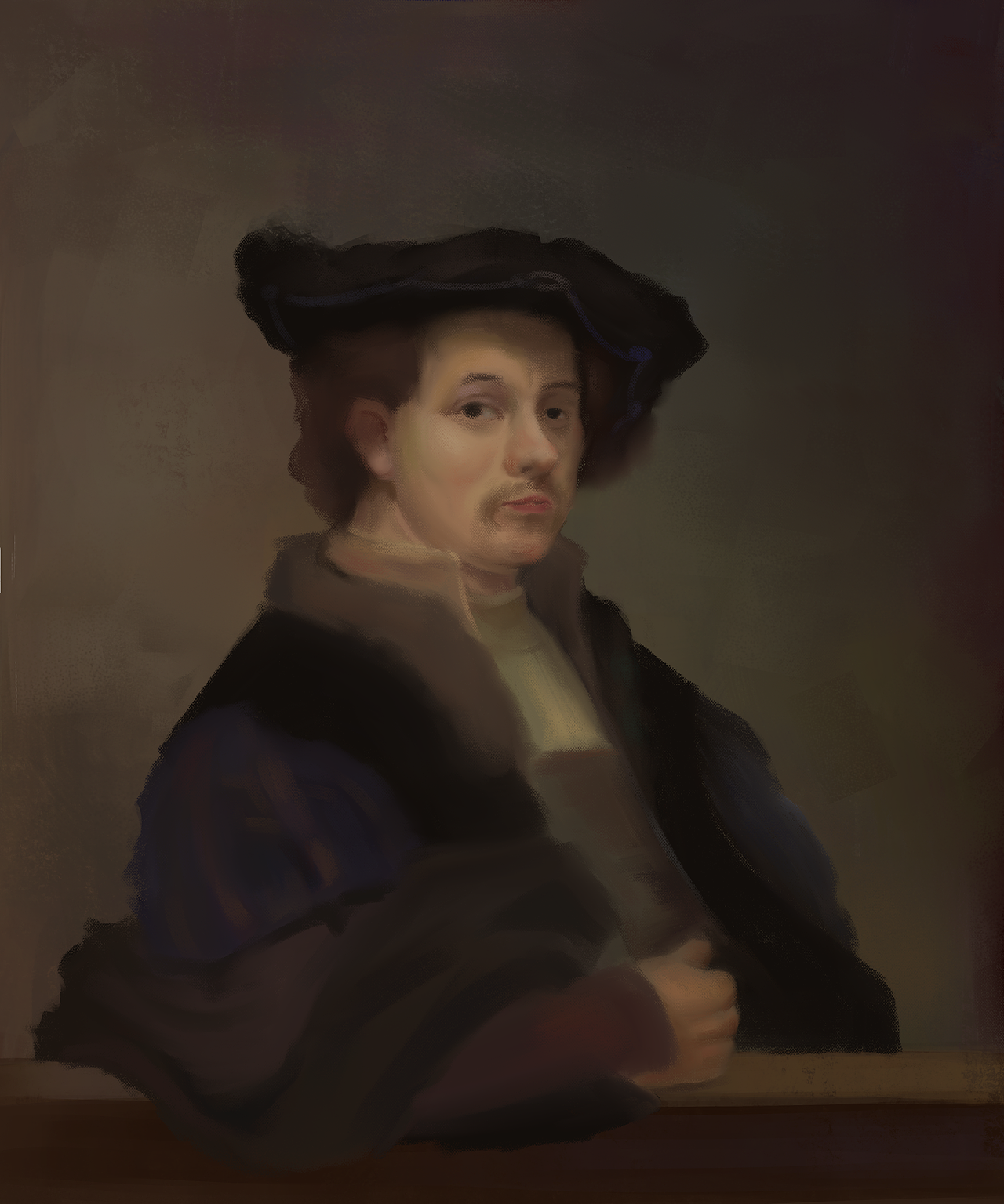 伦勃朗自画像临摹