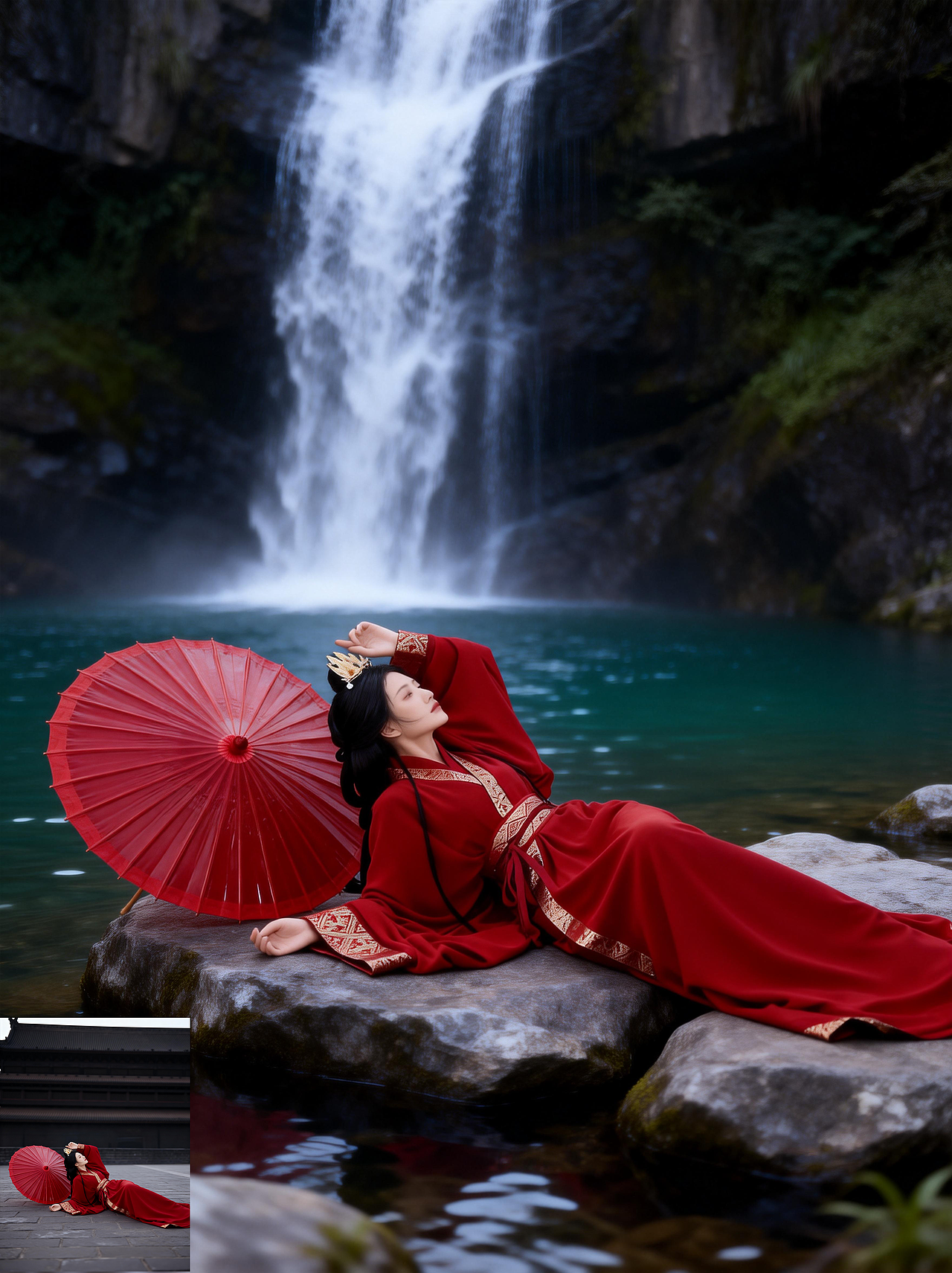 AI红色战袍写真