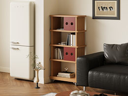 彩色推拉门可移动书架