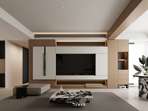 住宅-原木现代风客厅卧室设计