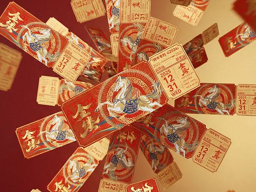 马年票根设计第二弹-金彩瓷