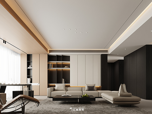 住宅-现代风客厅卧室设计