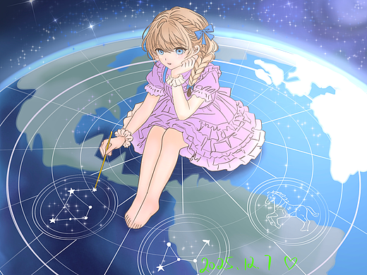 宇宙里的女孩系列插画·作品2