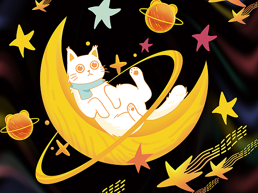 卡通插画-家纺星空猫