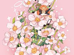 沐浴花群｜治愈插画