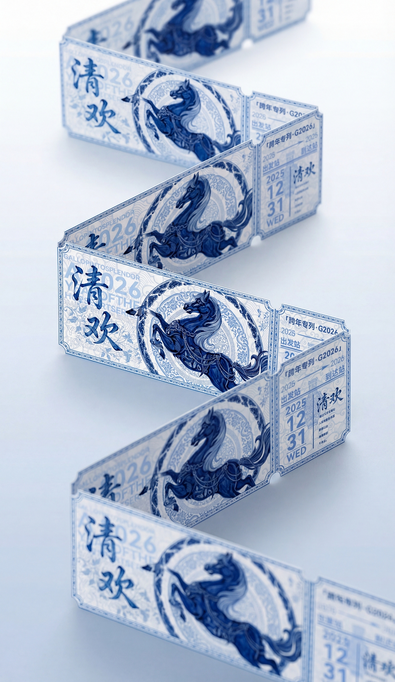 白驹七相-青花瓷(马年票根系列)