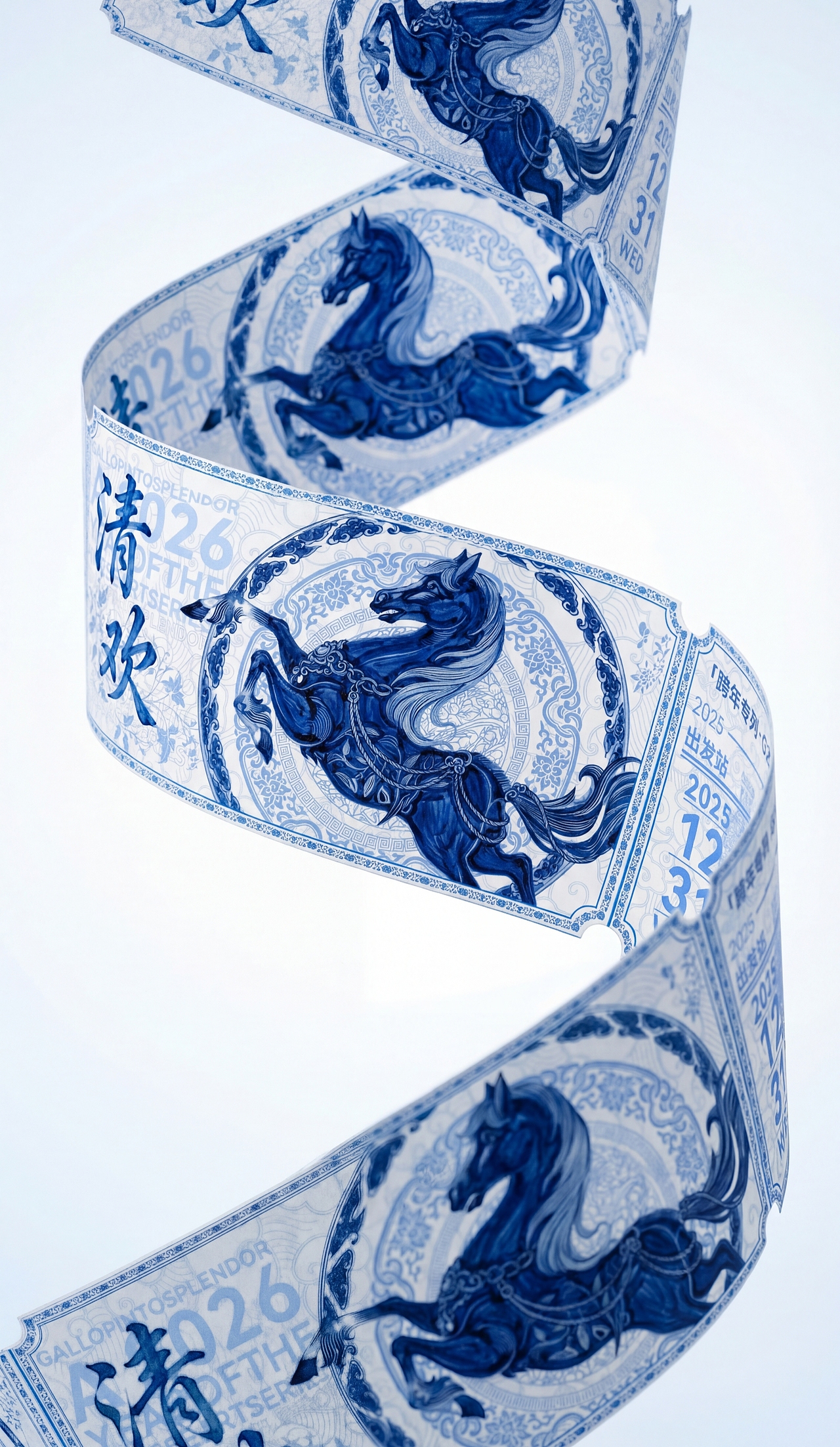 白驹七相-青花瓷(马年票根系列)