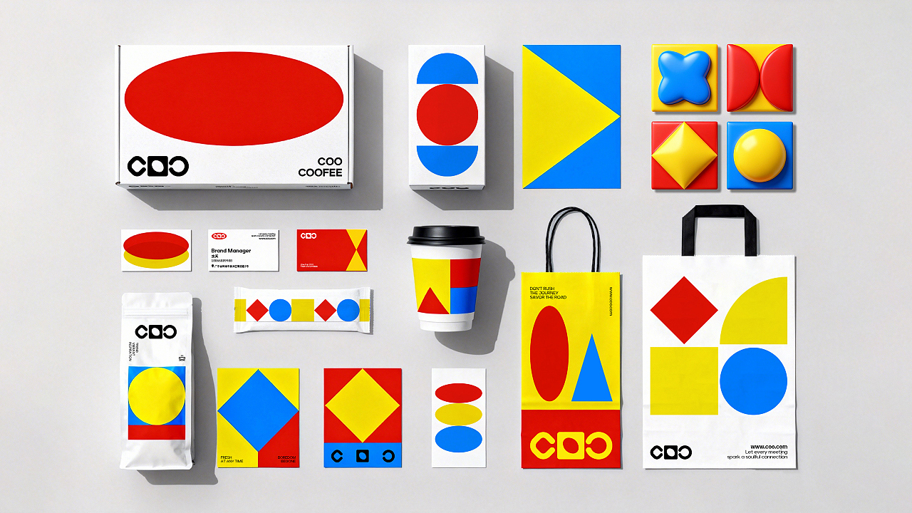 COO COFFEE 品牌视觉提案：用几何与色彩重构咖啡美学（图ZMzk5OTM0MjQ4） - 品牌 - 站酷设计师水夭原创素材 - 站酷ZCOOL