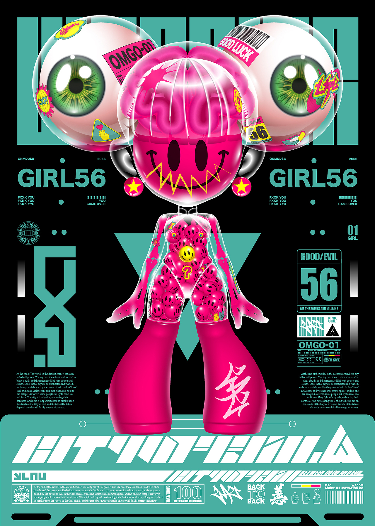 CITYOFEVIL GIRL56（图ZMzk5OTQyODA0） - 新锐潮流插画 - 站酷设计师LAU丶一乂刂原创素材 - 站酷ZCOOL