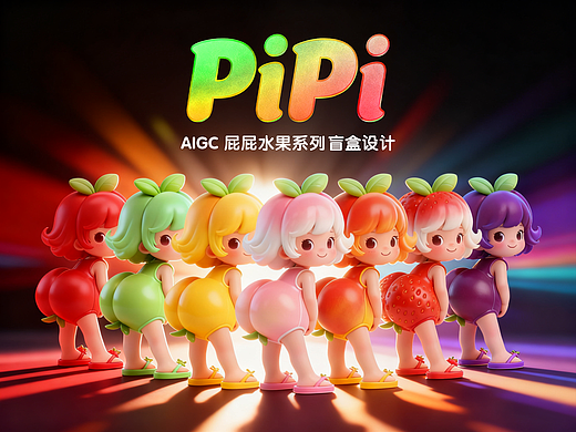 AIGC原创IP-PIPI【屁屁水果系列盲盒设计】