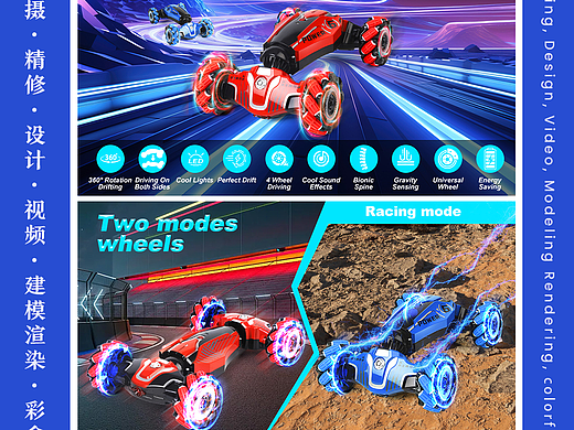 遥控玩具车-亚马逊高级A+页面排版精修拍摄设计案例