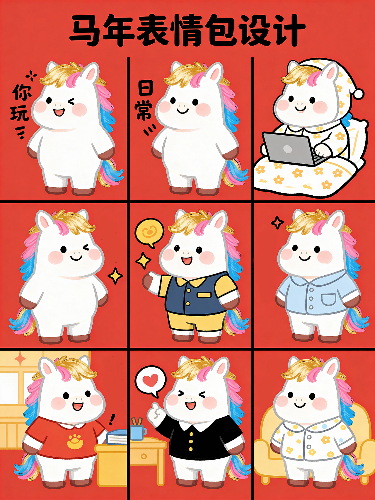 AI辅助设计了一套2026马年全套IP设计及周边文创延展（图ZNDAwMDExNTIw） - 商业插画 - 站酷设计师Cosmos宇宙君原创素材 - 站酷ZCOOL