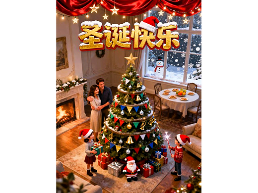 即梦AI设计创意圣诞节海报圣诞快乐AIGC/创意平面海报