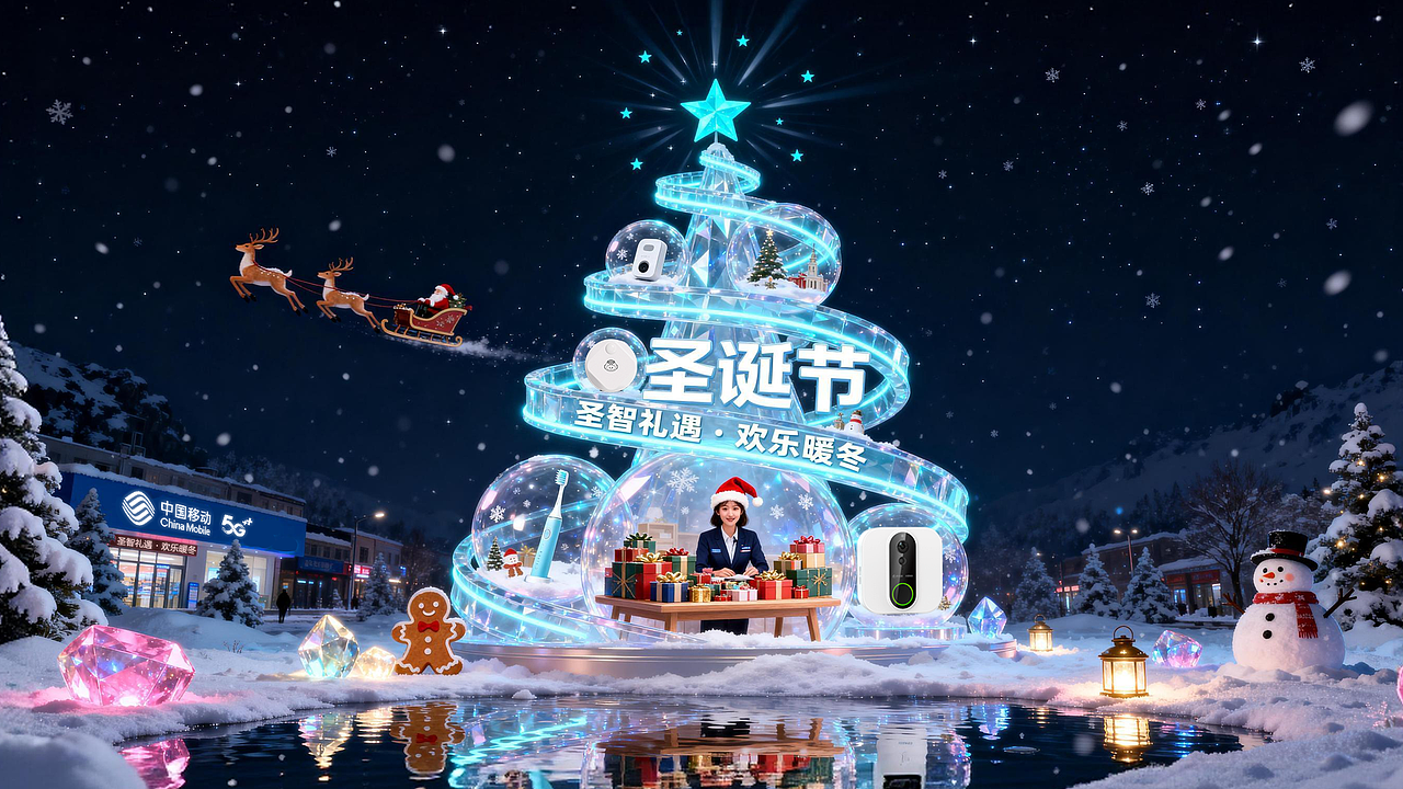 10秒搞定圣诞活动海报KV（附提示词）（图ZNDAwMDQ3OTU2） - AI作品 - 站酷设计师小牛点点原创素材 - 站酷ZCOOL