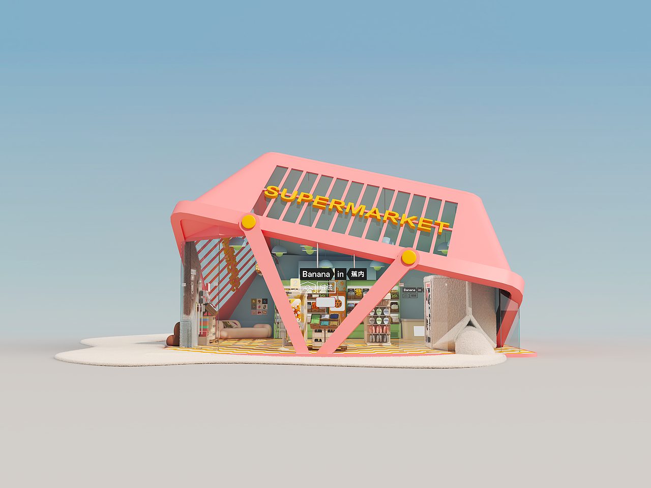 Bananain 蕉内 2025 绒绒Pop-up Store（图ZNDAwMDQ5Mjc2） - 建筑/空间 - 站酷设计师lalalule原创素材 - 站酷ZCOOL