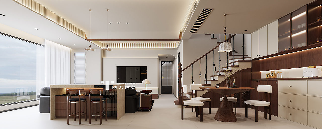 轻法式中古复式 · 带顶楼露台（图ZNDAwMDY2NDk2） - 家装设计 - 站酷设计师图天设计SUSU原创素材 - 站酷ZCOOL