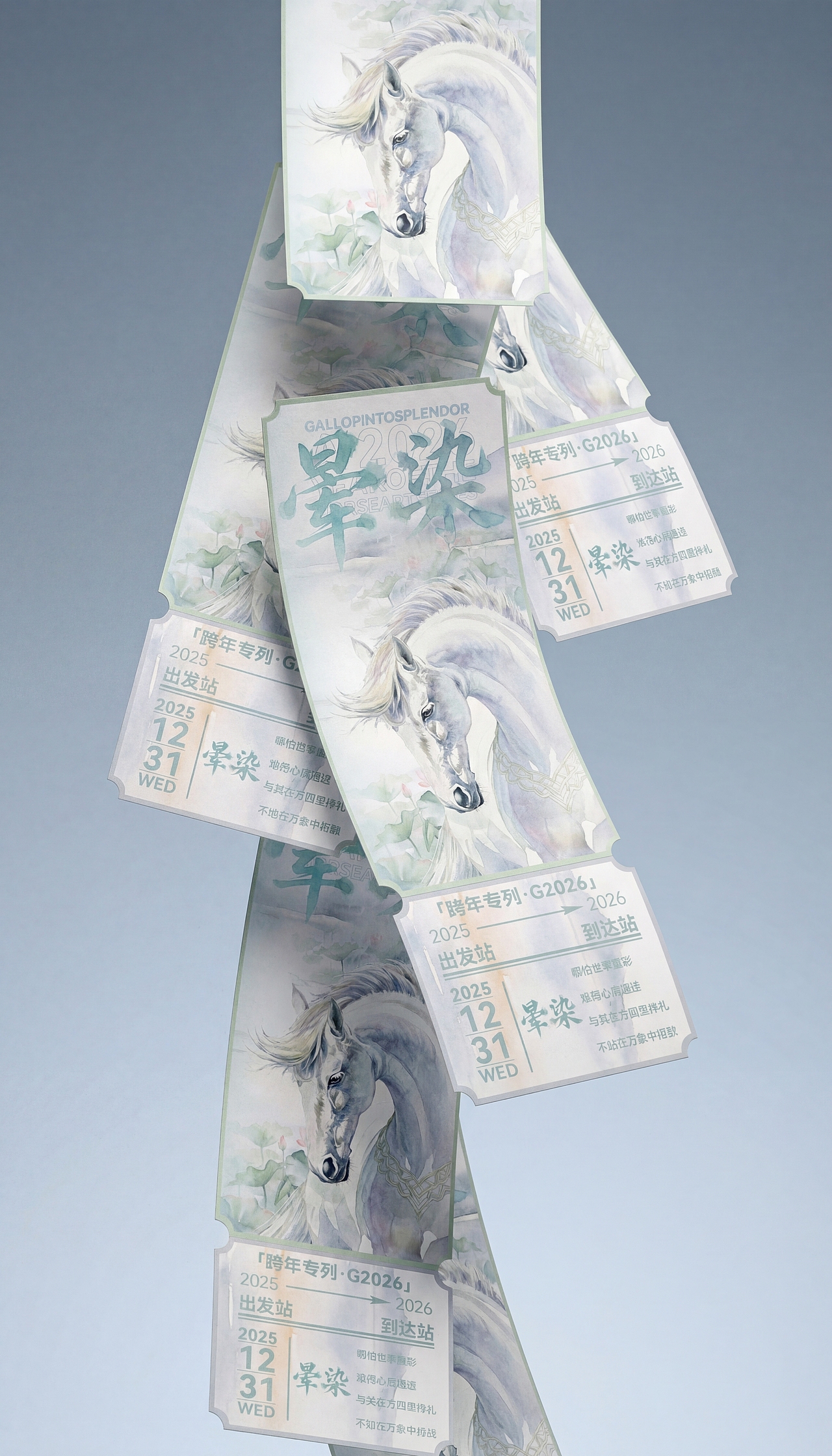 马年票根设计-水彩