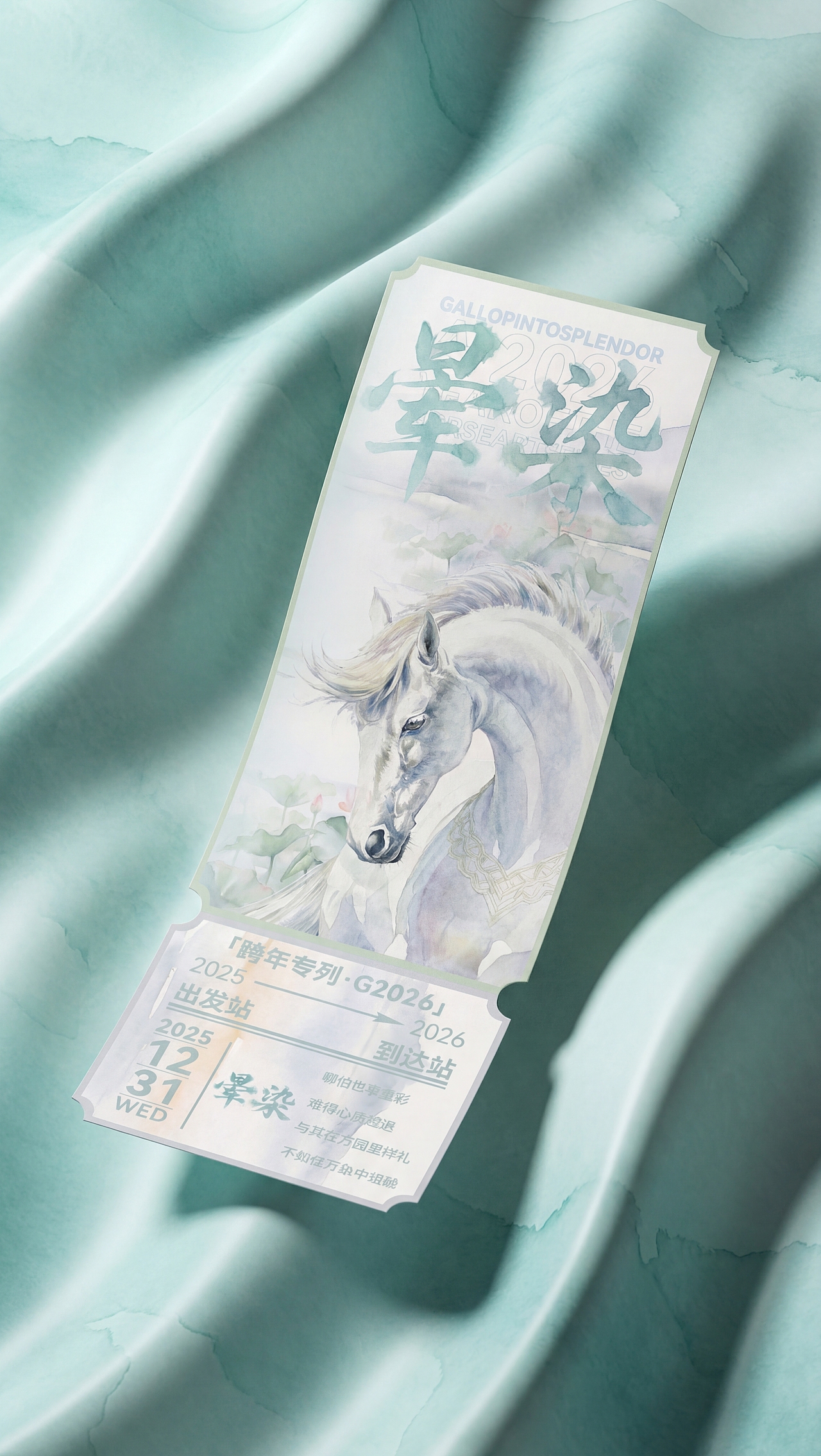 马年票根设计-水彩