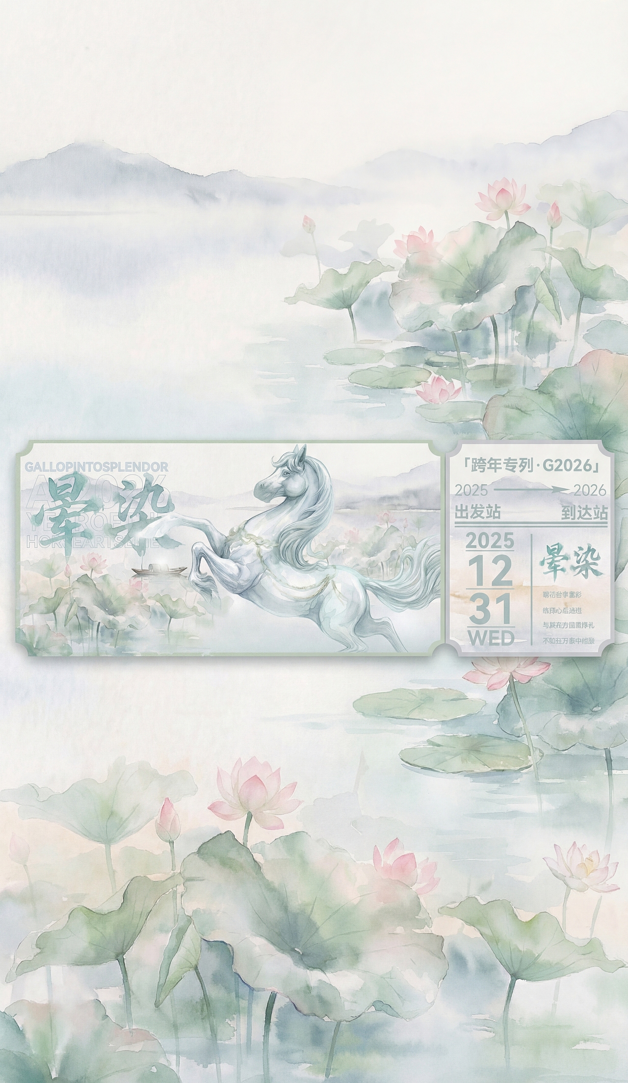 马年票根设计-水彩