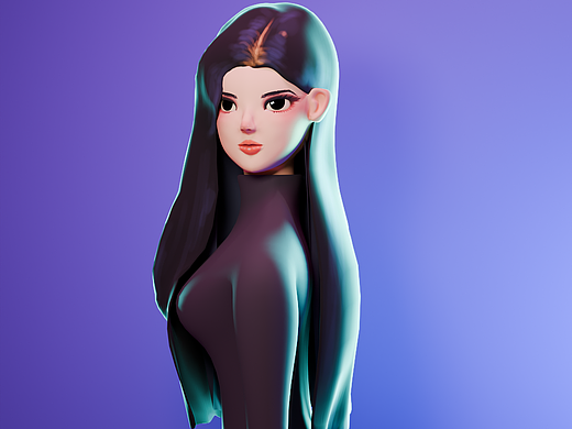 blender自学打卡两周,「原创」黑发小女孩