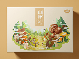 云南特產(chǎn)山珍禮盒包裝插畫