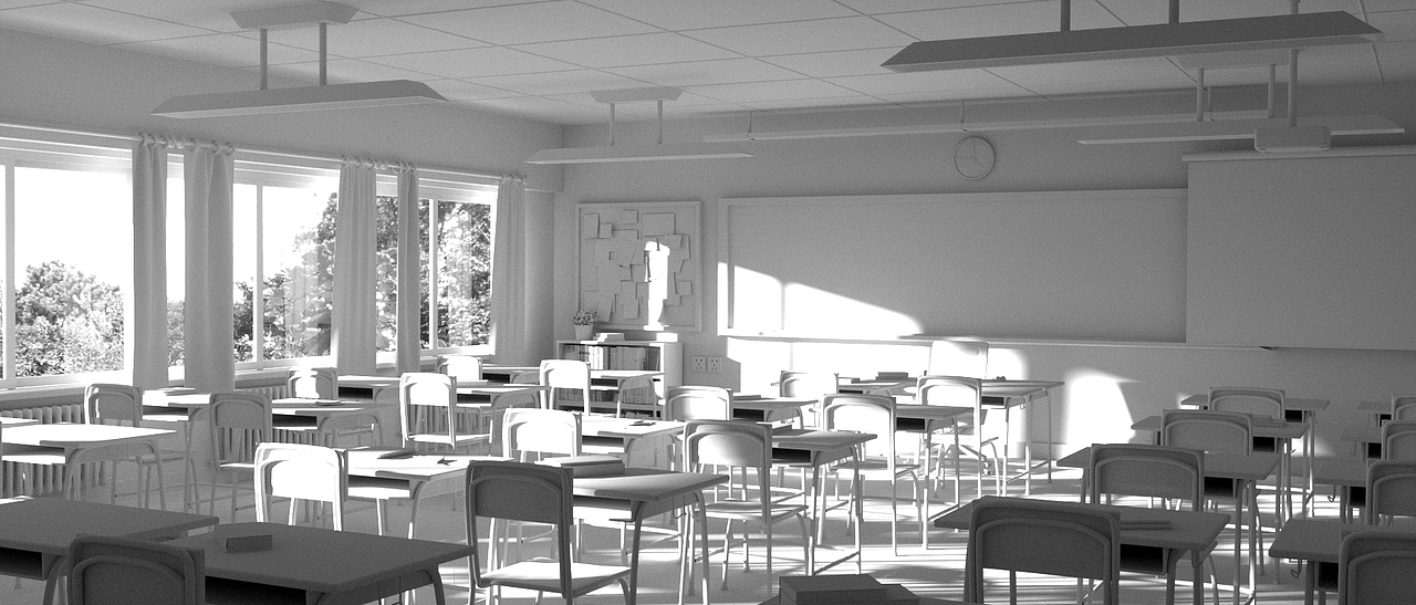 夏日高中教室:C4D+OC 白膜