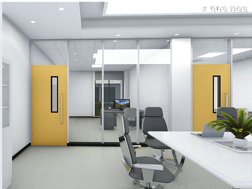 一个黄白色主体实验室BIM漫游