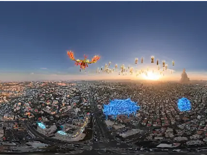 VR360全景视频特效合成演示，原片8K尺寸