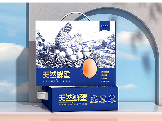 箱盒汇 | 鸡蛋包装设计,主视觉插画强化“原生态”
