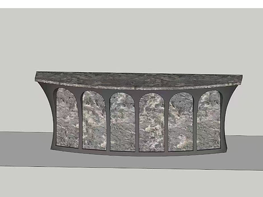 公司前台不锈钢双曲面弧形接待台 异形金属服务吧台厂