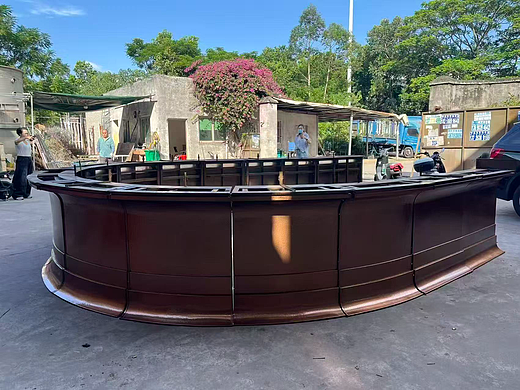 售楼部大型曲面不锈钢吧台 双曲弧形金属前台接待台