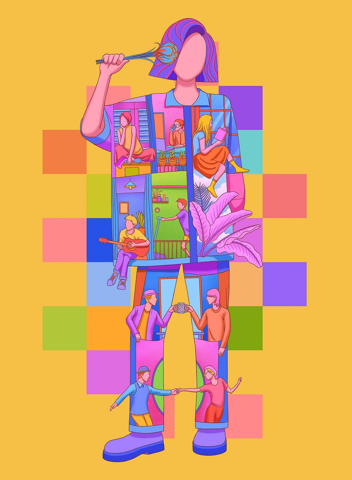 创意人物插画01（图ZNDAwMTYwODEy） - 商业插画 - 站酷设计师湯汤原创素材 - 站酷ZCOOL