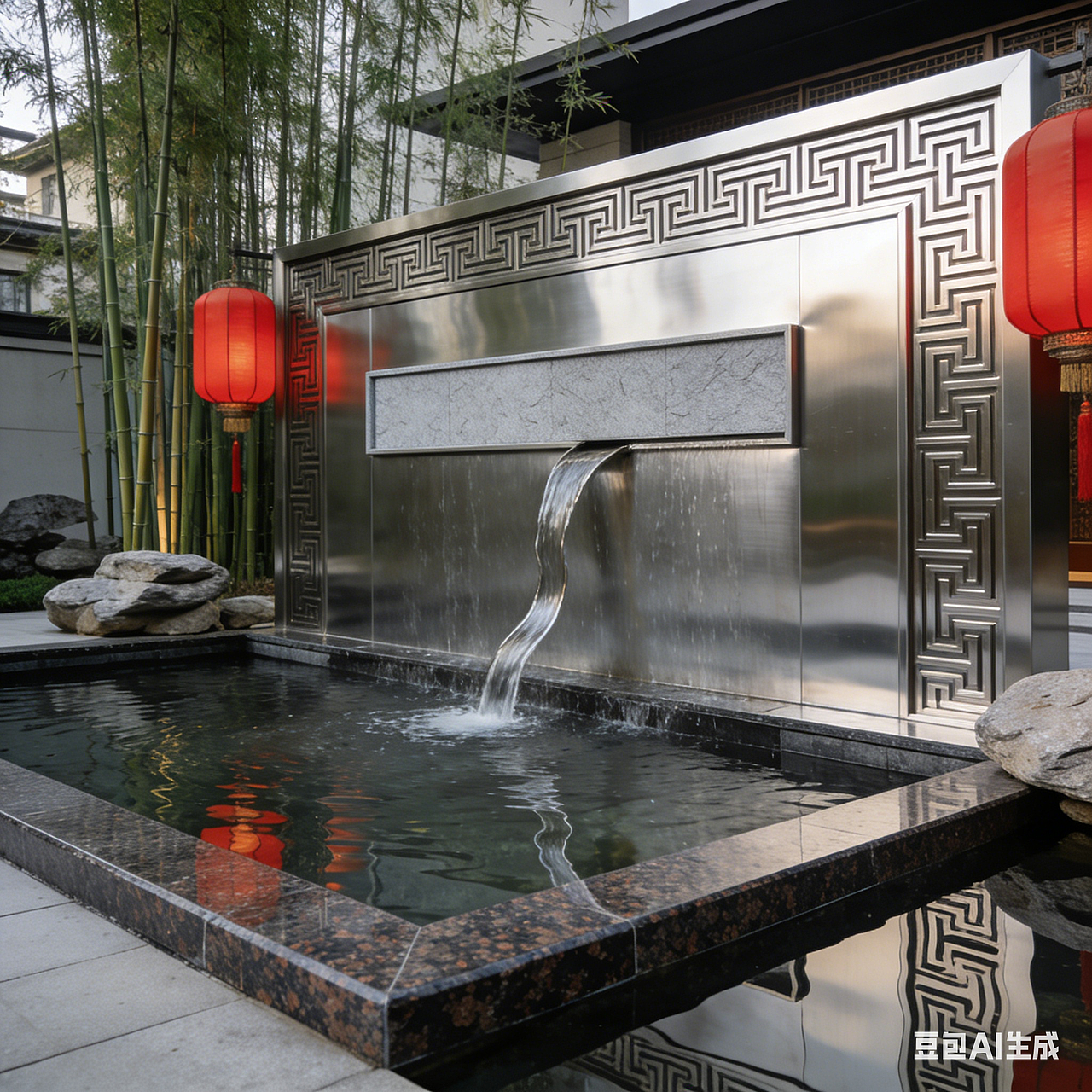 小区园林景观水景 酒店入口不锈钢景墙（图ZNDAwMTU3MTg0） - 景观设计 - 站酷设计师众钰15014653434原创素材 - 站酷ZCOOL
