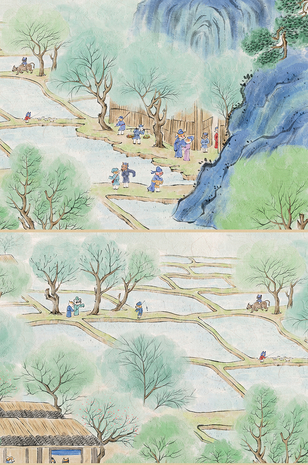 【 水墨风 】牛马版清明上河图~（图ZNDAwMTYyNzMy） - 商业插画 - 站酷设计师大王__原创素材 - 站酷ZCOOL