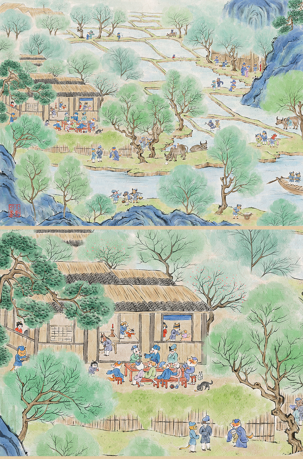 【 水墨风 】牛马版清明上河图~（图ZNDAwMTYyNzI4） - 商业插画 - 站酷设计师大王__原创素材 - 站酷ZCOOL