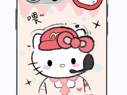手绘Hello Kitty苹果蝴蝶结手机壳