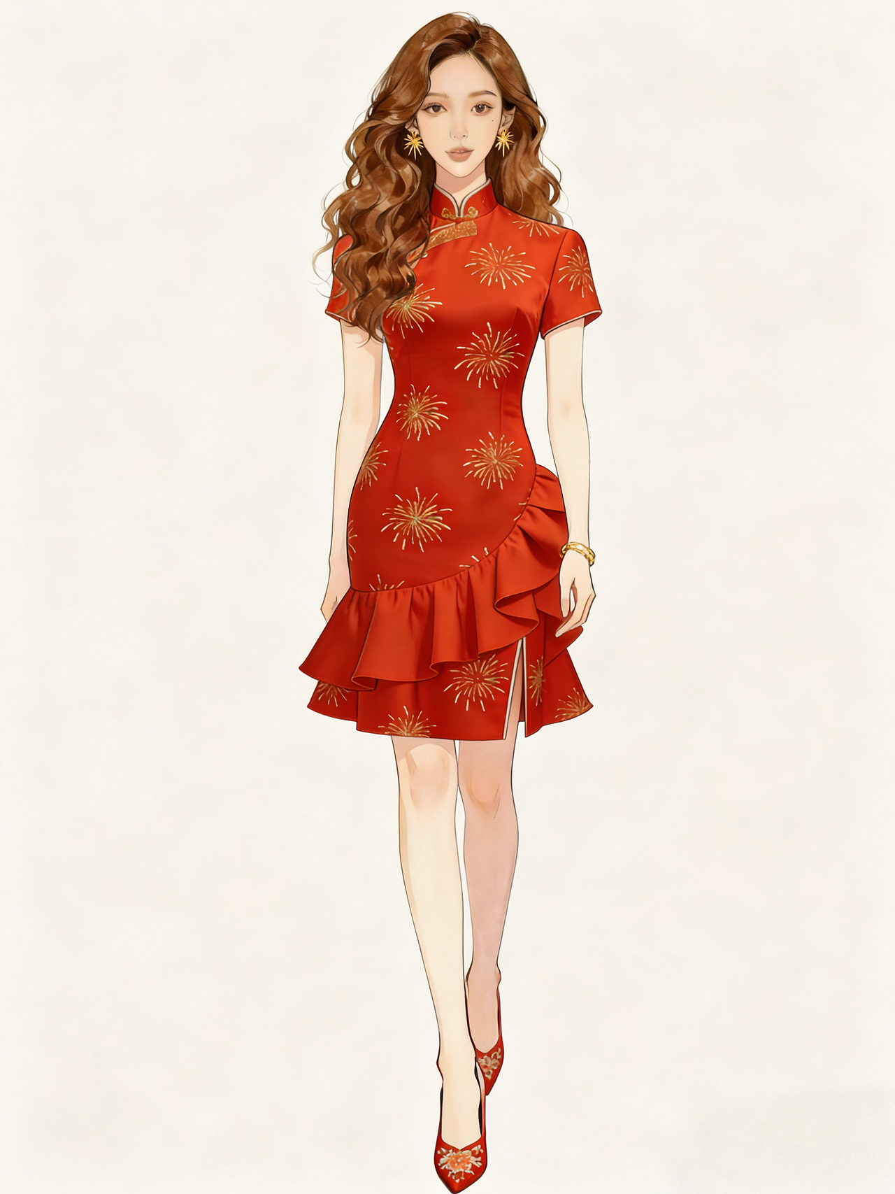 #烟花刺绣裙#喜庆穿搭 #节日氛围感穿搭