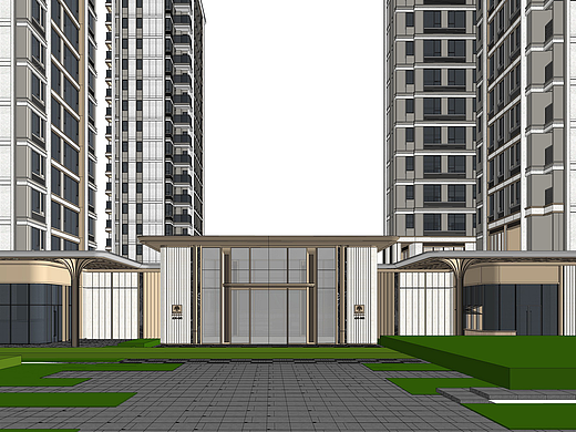 成都金茂晓棠海派示范区景观SU模型下载