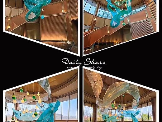 璀璨飘带灯盘旋酒店夜空,光影流转,尽显奢华格调,点