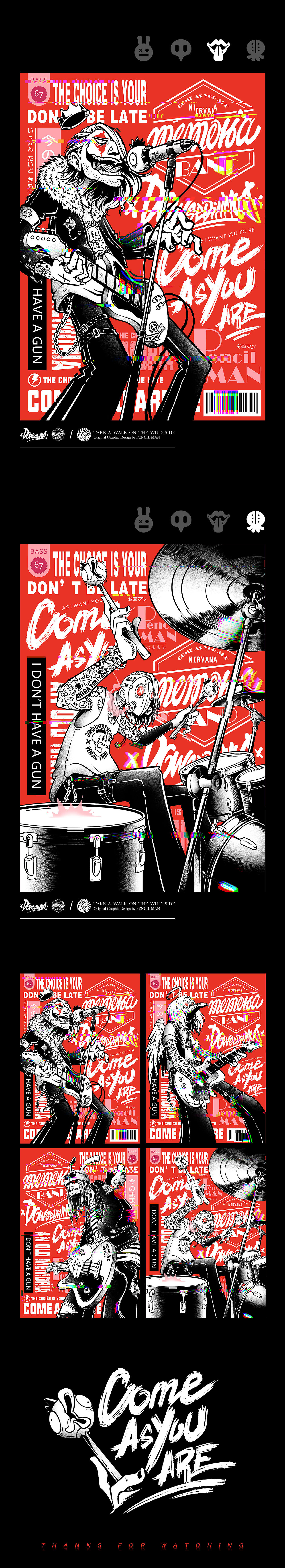 #COME AS U ARE# 假面乐队（图ZNDAwMjAwMTEy） - 商业插画 - 站酷设计师铅笔侠原创素材 - 站酷ZCOOL