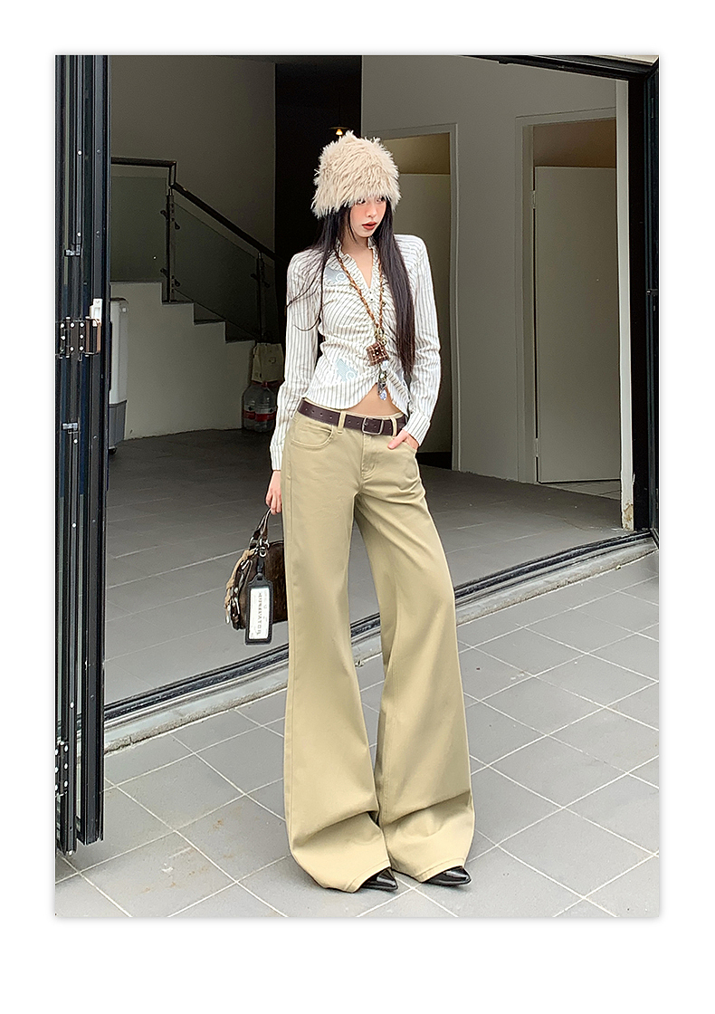 美式辣妹休闲喇叭裤详情页排版lookbook海报模特拼图