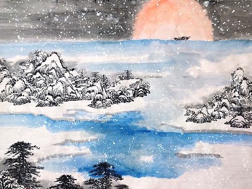 雪夜赋诗-国画家姚永丰-原创诗词国画山水