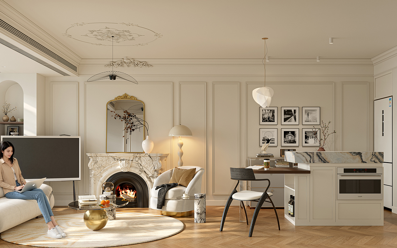 《解构法式美学 | 住宅全案设计个人效果图表现》（图ZNDAwMjc4MzMy） - 家装设计 - 站酷设计师元逸视觉效果图原创素材 - 站酷ZCOOL